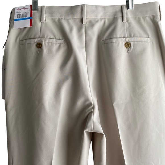 Ben Hogan Dress Pants Men's Size 36X32 Beige Flat Front Flex Waist Pockets New - Picture 9 of 12